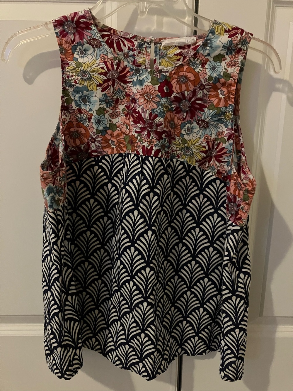 THML Floral Mixed Print Tunic Top Sleeveless A-Line Size L